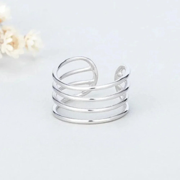 Minimalist 925 Sterling Silver Multi Layer Ring Minimalist Stackable Ring - Picture 2 of 6